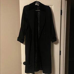 Leslie Fay Vintage Black 100% Wool Trench Coat